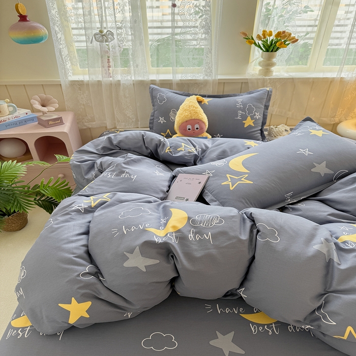 91家纺网 家纺一手货源 找家纺 简冠家纺 2026新款12868印花全棉单被套 月光旅晨