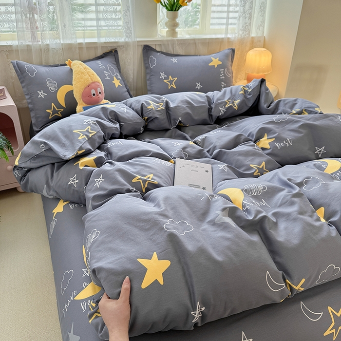 91家纺网 家纺一手货源 找家纺 简冠家纺 2026新款12868印花全棉单被套 月光旅晨