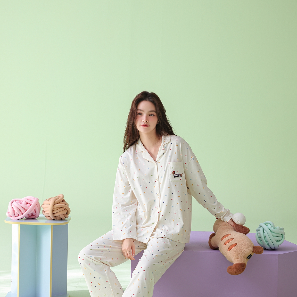 91家纺网 家纺一手货源 找家纺 （总）妍景家居生活馆 2026新款新疆棉彩色波点腊肠狗家居服