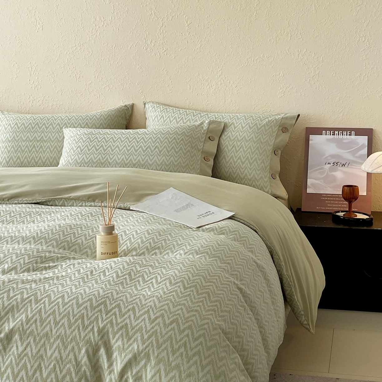 91家纺网 家纺一手货源 找家纺 （总）帅露家纺 2026新款A类全棉纯棉色织大提花纽扣款四件套