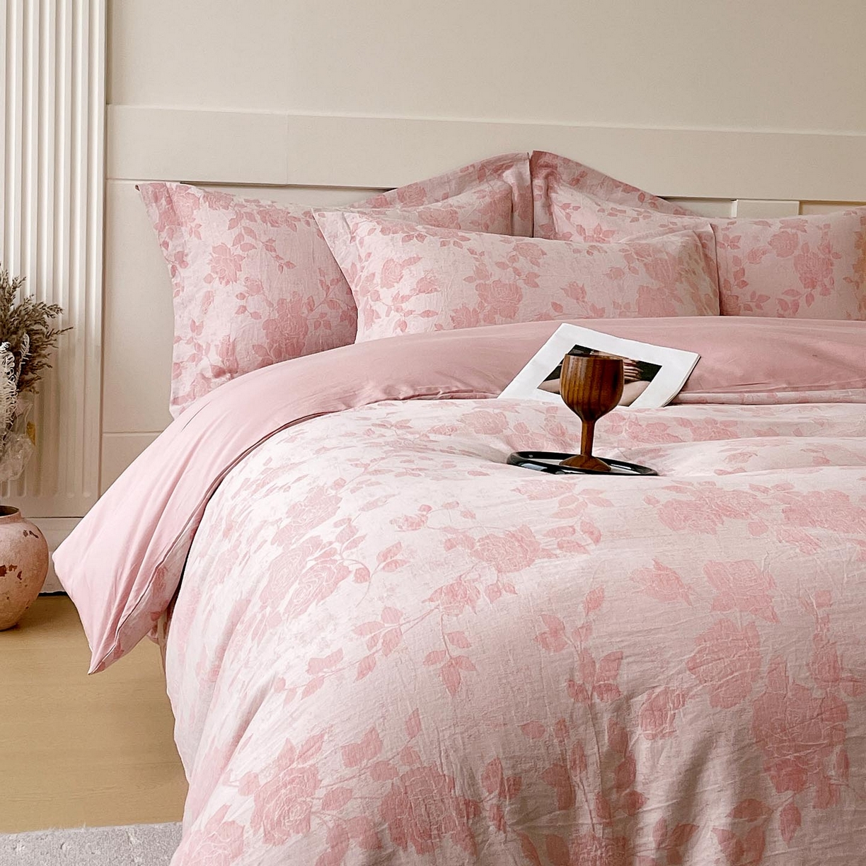 91家纺网 家纺一手货源 找家纺 帅露家纺 2026新款全棉纯棉色织大提花四件套 盎春