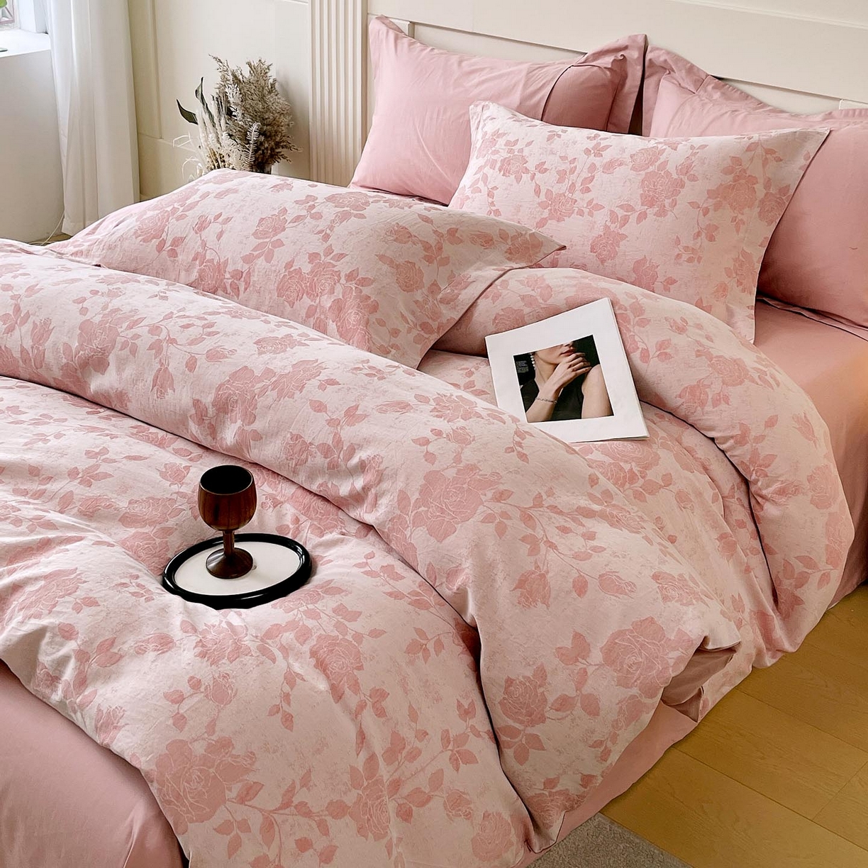 91家纺网 家纺一手货源 找家纺 帅露家纺 2026新款全棉纯棉色织大提花四件套 盎春