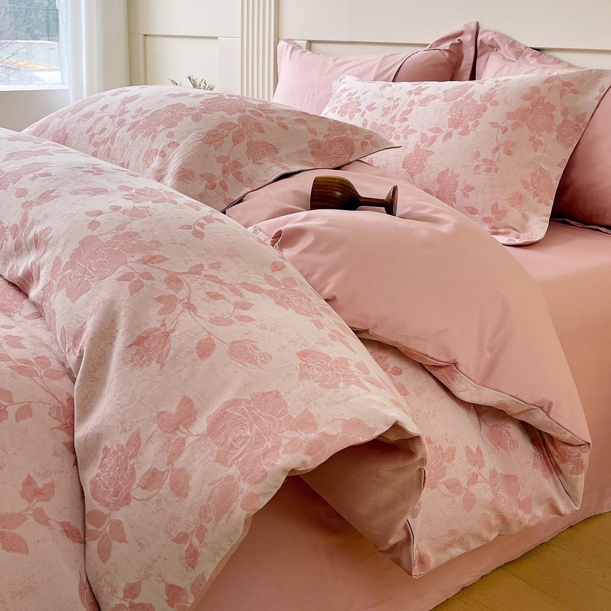 91家纺网 家纺一手货源 找家纺 帅露家纺 2026新款全棉纯棉色织大提花四件套 盎春