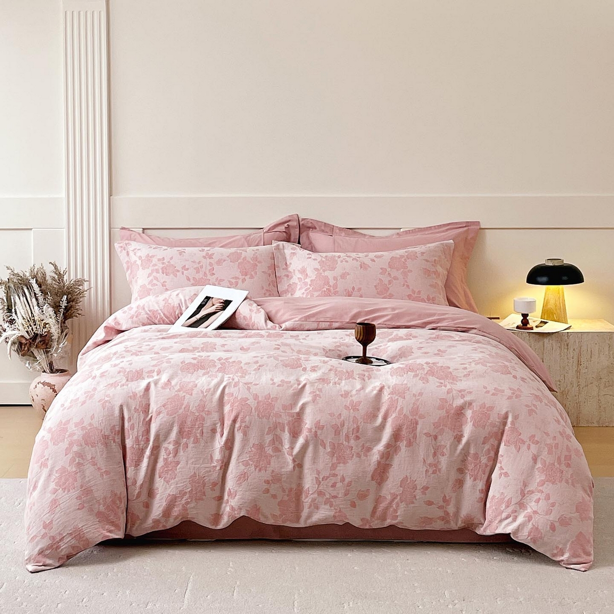 91家纺网 家纺一手货源 找家纺 帅露家纺 2026新款全棉纯棉色织大提花四件套 盎春