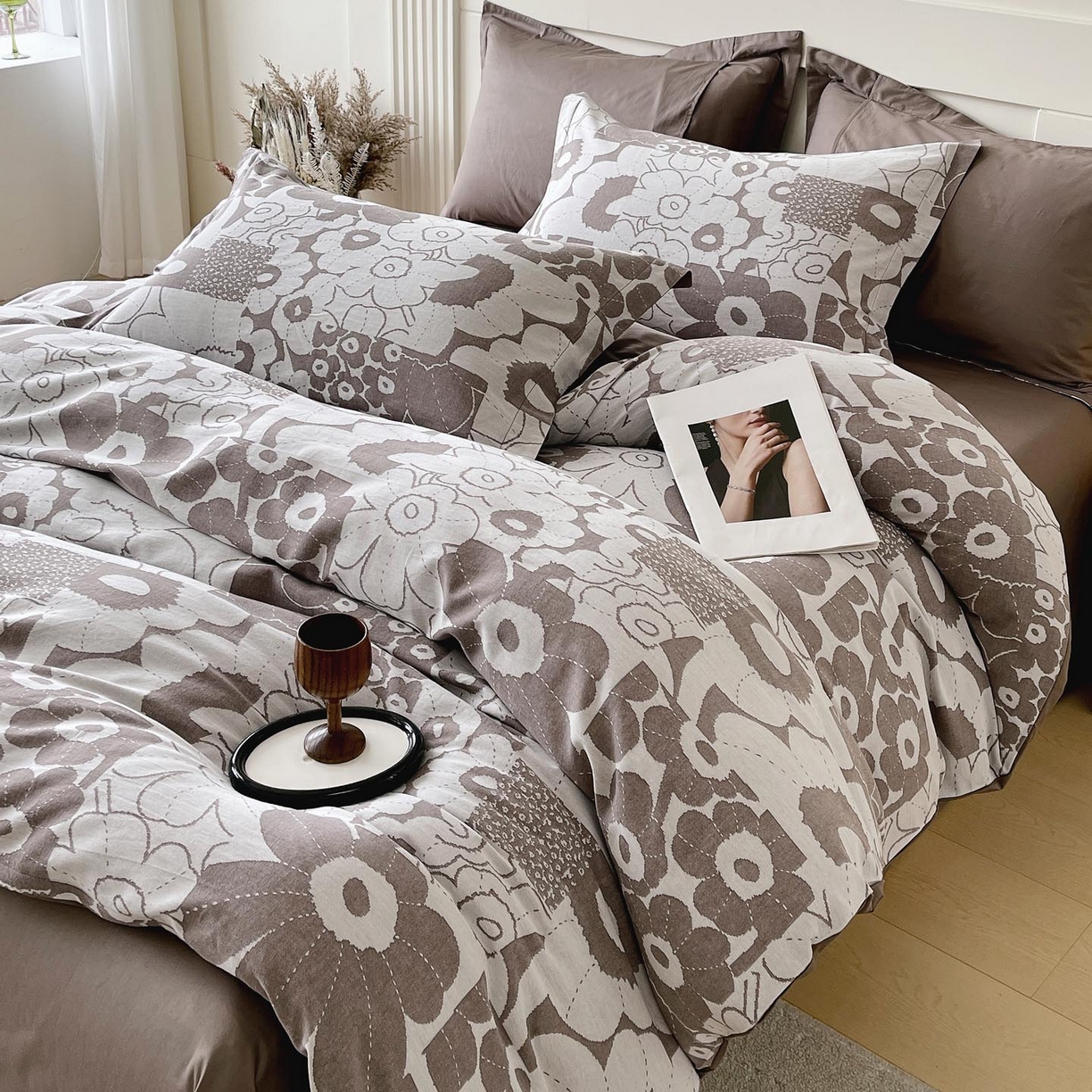 91家纺网 家纺一手货源 找家纺 帅露家纺 2026新款全棉纯棉色织大提花四件套 柏拉图