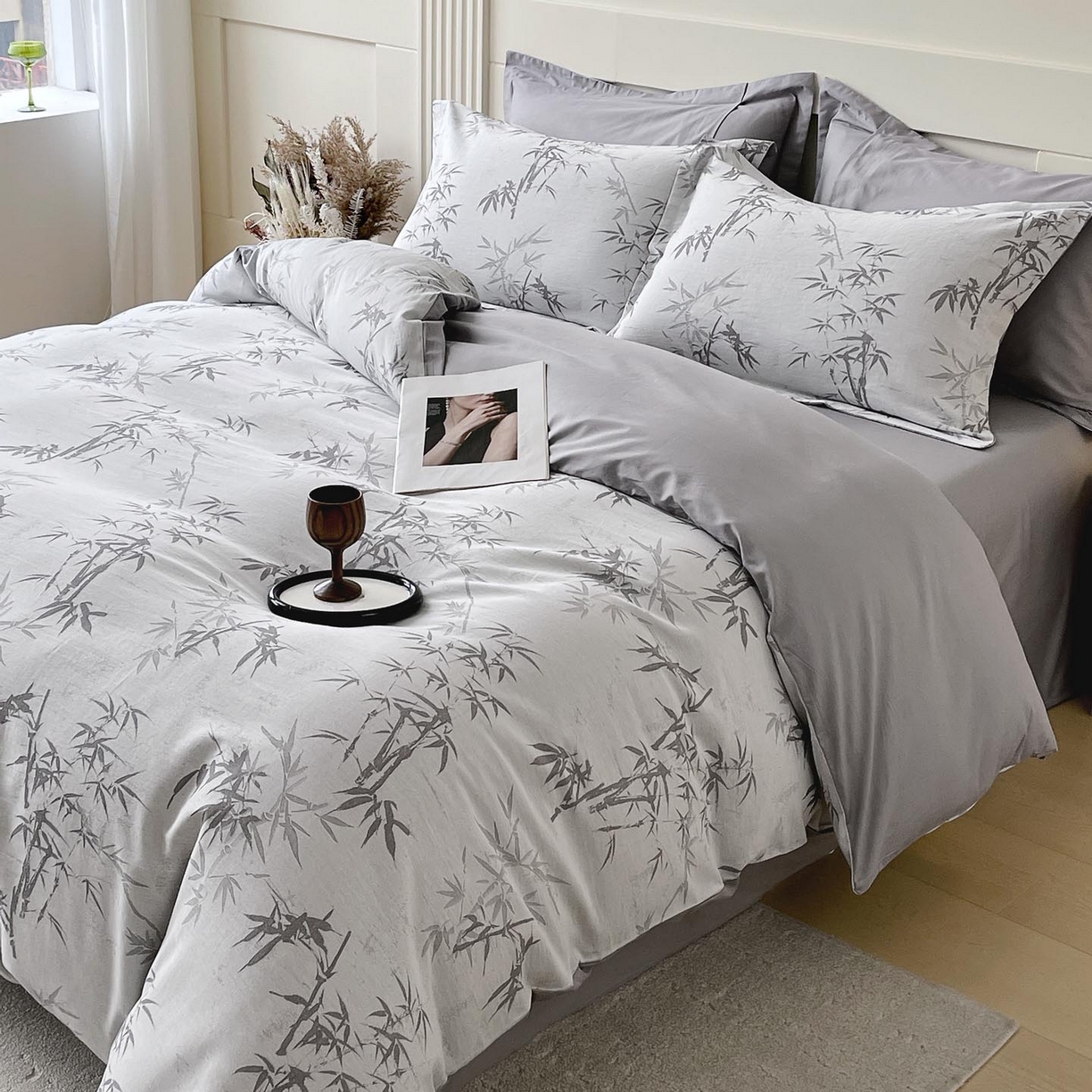 91家纺网 家纺一手货源 找家纺 帅露家纺 2026新款全棉纯棉色织大提花四件套 节节高枝