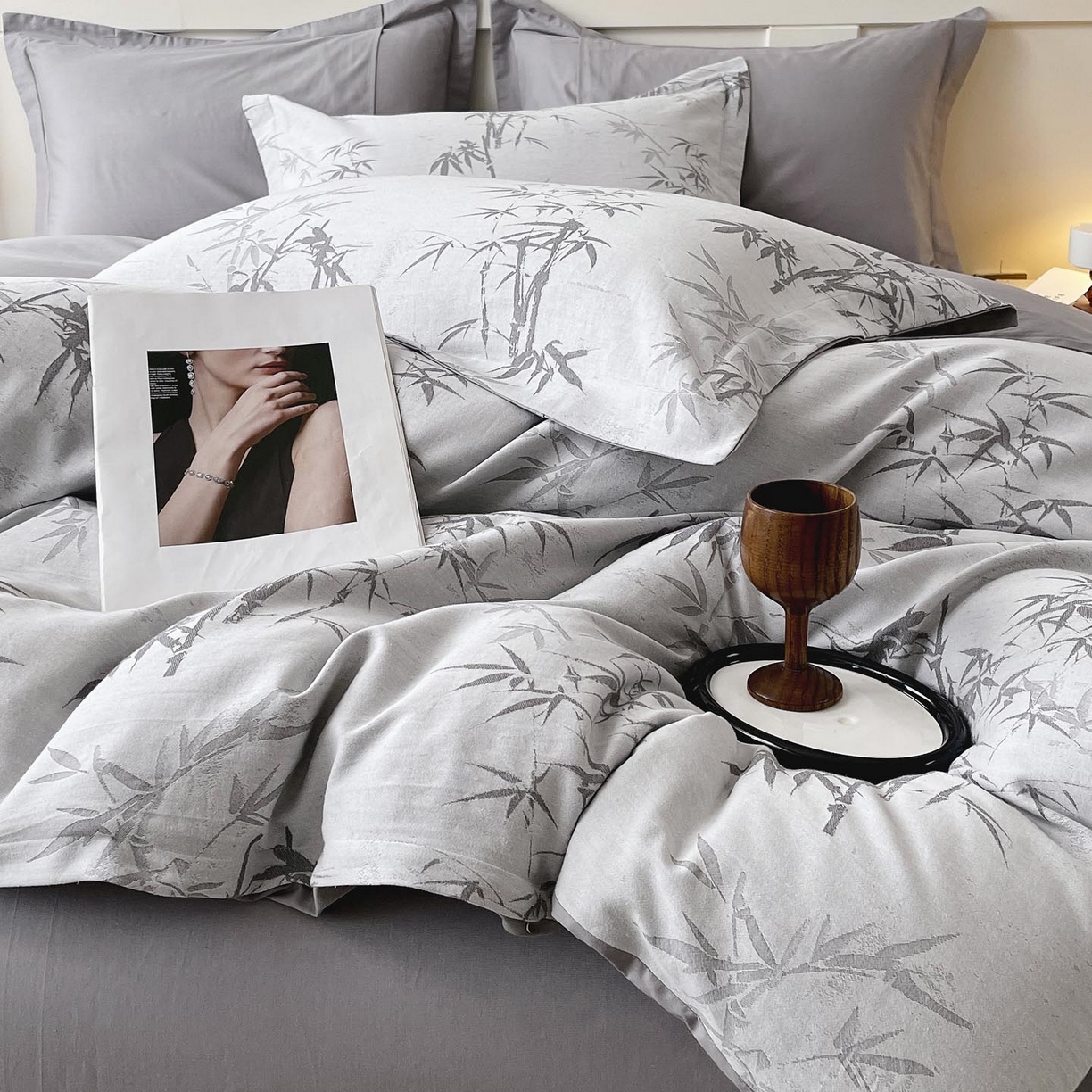 91家纺网 家纺一手货源 找家纺 帅露家纺 2026新款全棉纯棉色织大提花四件套 节节高枝