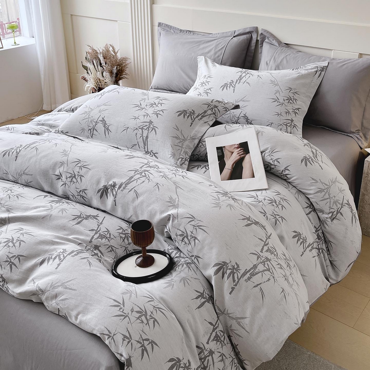 91家纺网 家纺一手货源 找家纺 帅露家纺 2026新款全棉纯棉色织大提花四件套 节节高枝