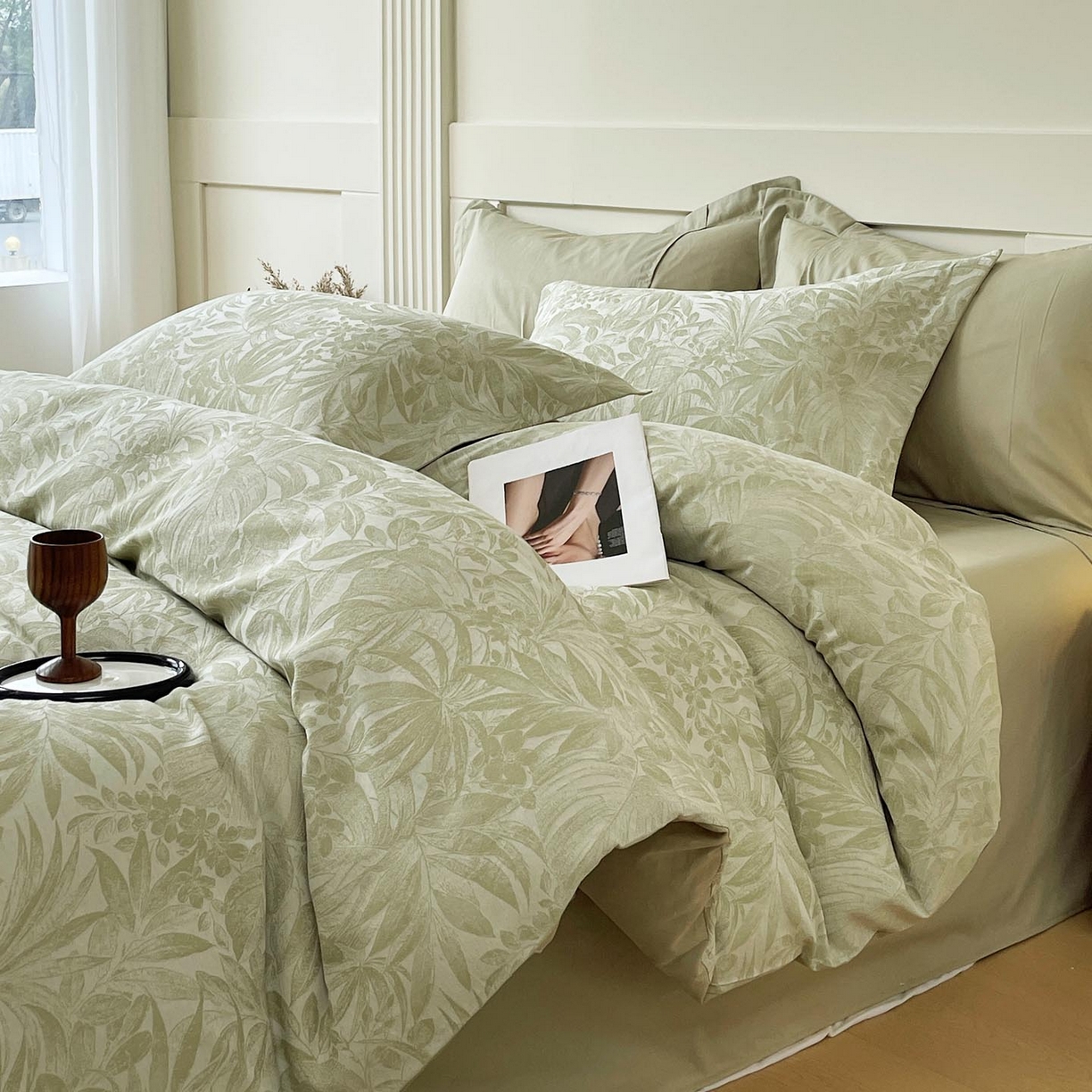 91家纺网 家纺一手货源 找家纺 帅露家纺 2026新款全棉纯棉色织大提花四件套 曼青