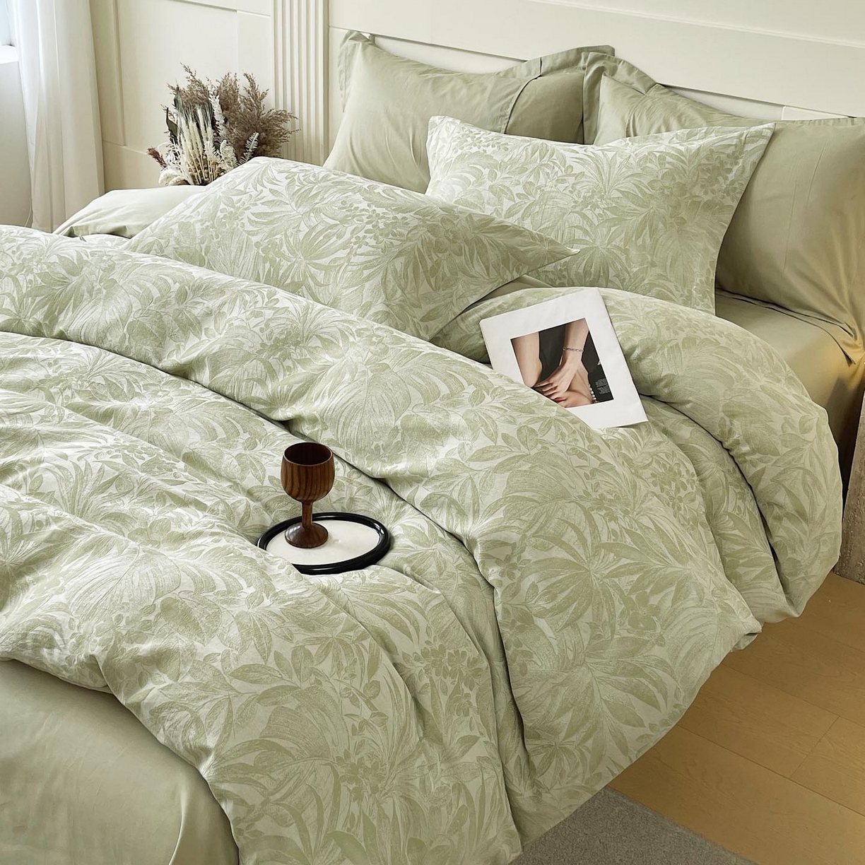 91家纺网 家纺一手货源 找家纺 帅露家纺 2026新款全棉纯棉色织大提花四件套 曼青