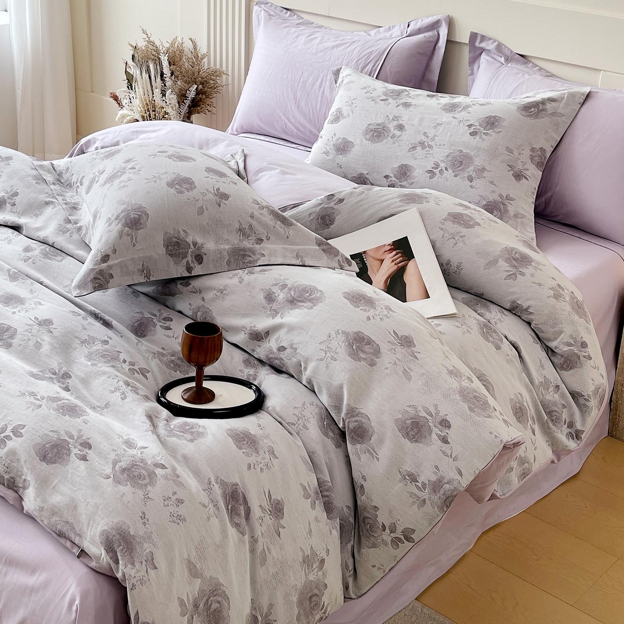 91家纺网 家纺一手货源 找家纺 帅露家纺 2026新款全棉纯棉色织大提花四件套 暮雾星辰