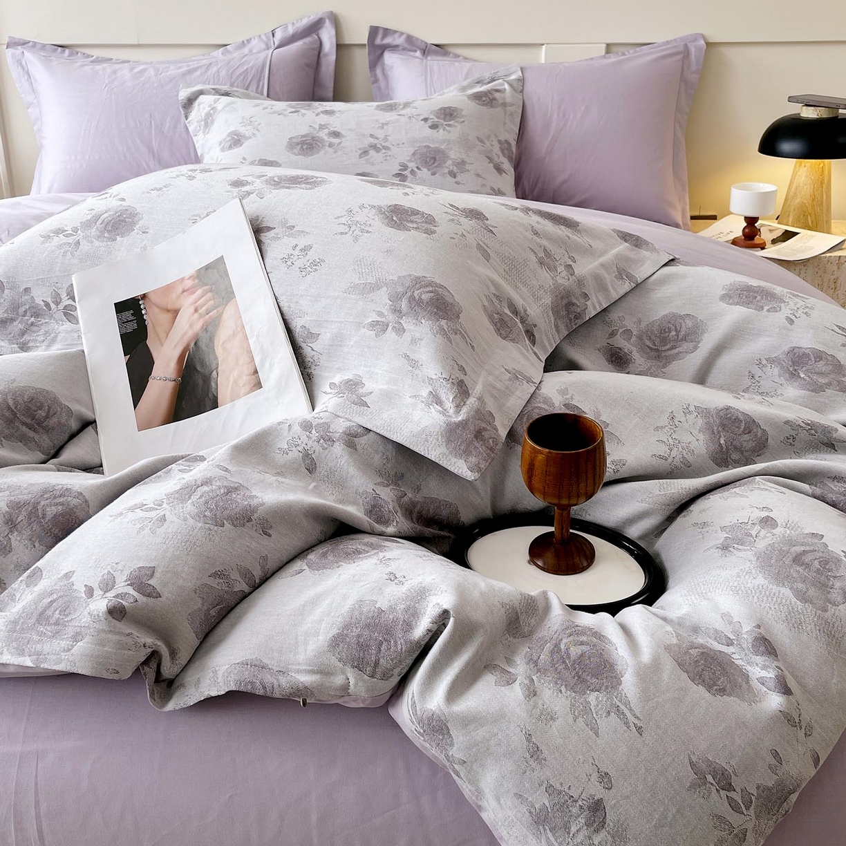 91家纺网 家纺一手货源 找家纺 帅露家纺 2026新款全棉纯棉色织大提花四件套 暮雾星辰