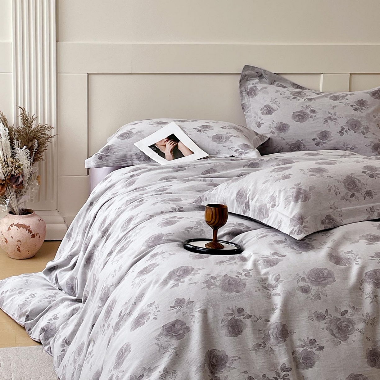 91家纺网 家纺一手货源 找家纺 帅露家纺 2026新款全棉纯棉色织大提花四件套 暮雾星辰