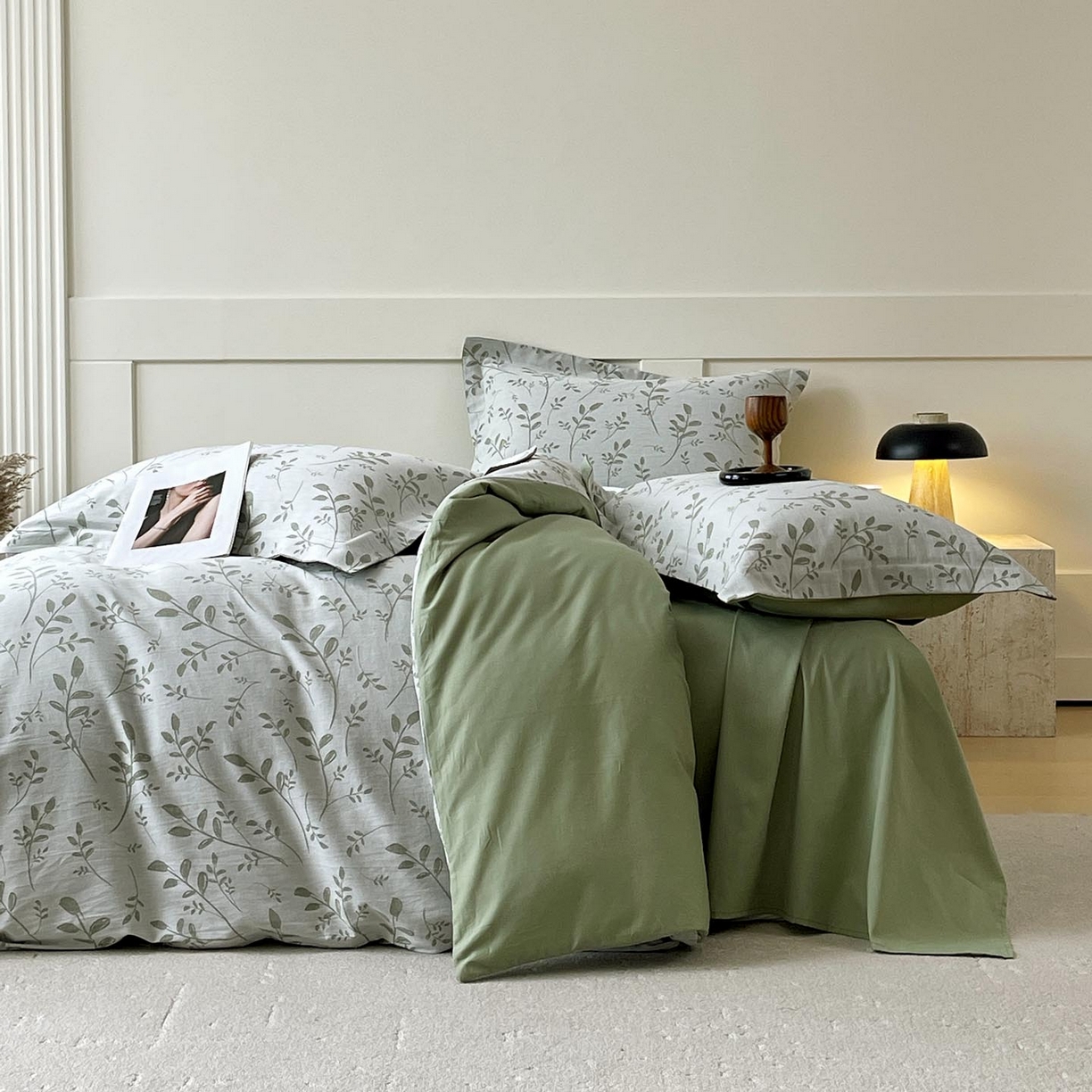 91家纺网 家纺一手货源 找家纺 帅露家纺 2026新款全棉纯棉色织大提花四件套 青禾-绿