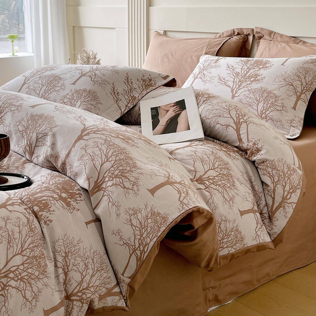 91家纺网 家纺一手货源 找家纺 帅露家纺 2026新款全棉纯棉色织大提花四件套 熟秋