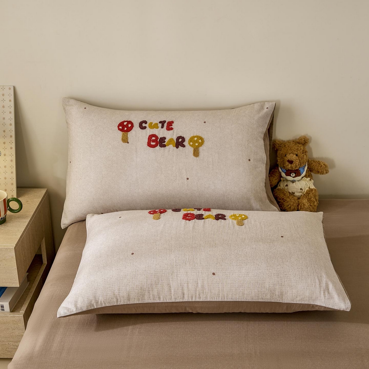 91家纺网 家纺一手货源 找家纺 帅露家纺 2026新款A类全棉纯棉双层纱毛巾绣四件套 酷酷熊