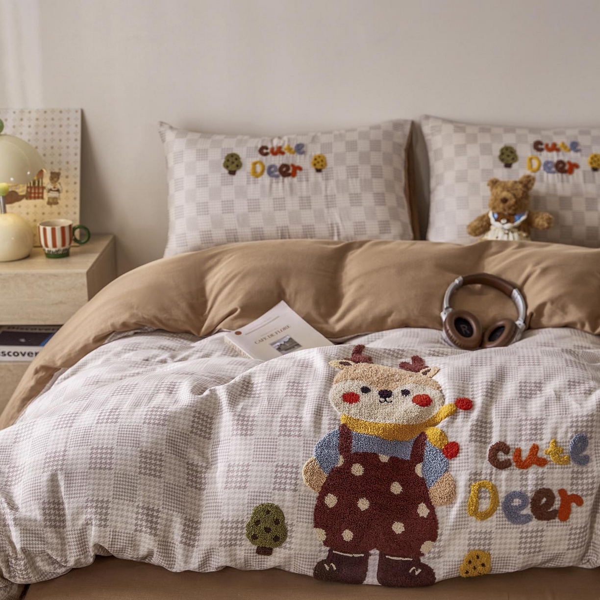 91家纺网 家纺一手货源 找家纺 帅露家纺 2026新款A类全棉纯棉双层纱毛巾绣四件套 鹿林