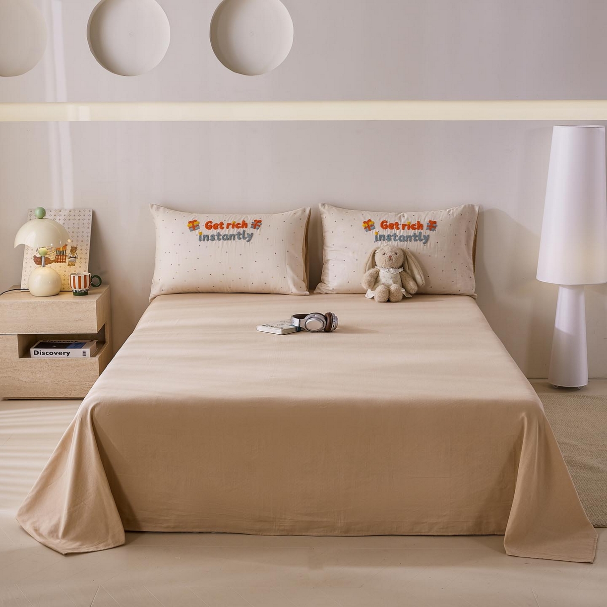 91家纺网 家纺一手货源 找家纺 帅露家纺 2026新款A类全棉纯棉双层纱毛巾绣四件套 马上暴富