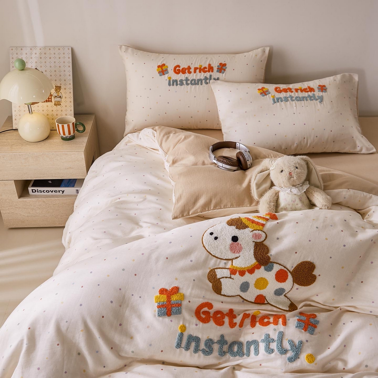 91家纺网 家纺一手货源 找家纺 帅露家纺 2026新款A类全棉纯棉双层纱毛巾绣四件套 马上暴富