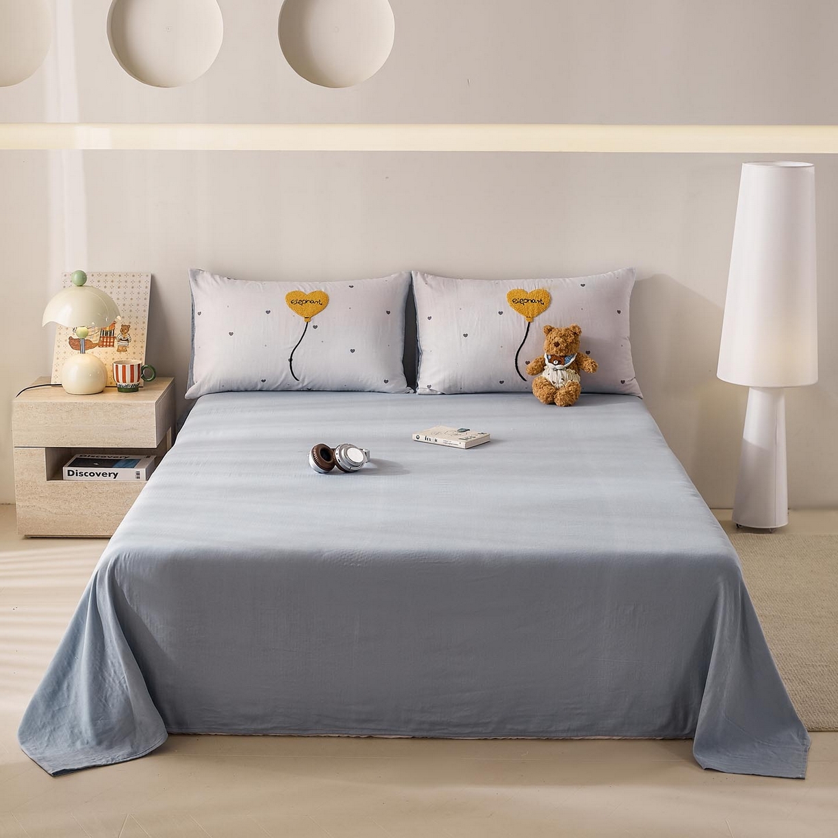 91家纺网 家纺一手货源 找家纺 帅露家纺 2026新款A类全棉纯棉双层纱毛巾绣四件套 气球小象