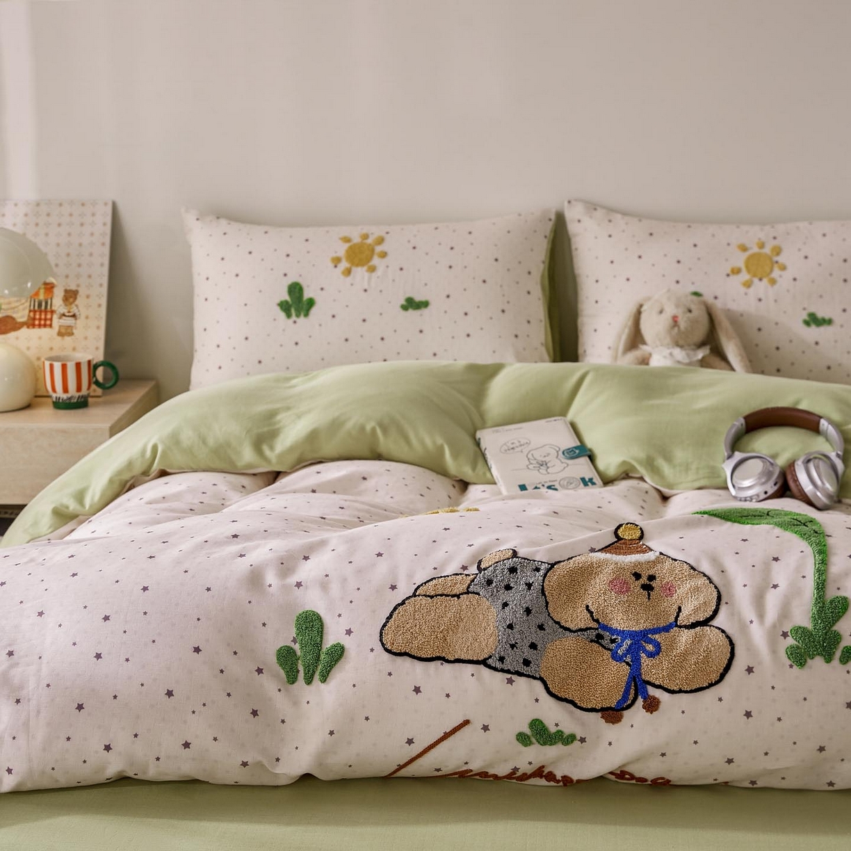 91家纺网 家纺一手货源 找家纺 帅露家纺 2026新款A类全棉纯棉双层纱毛巾绣四件套 沁凉