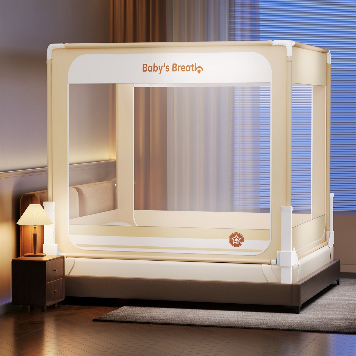 91家纺网 家纺一手货源 找家纺 （总）佳梦家纺 2026春夏新款护栏级防摔坐床蚊帐Baby系列