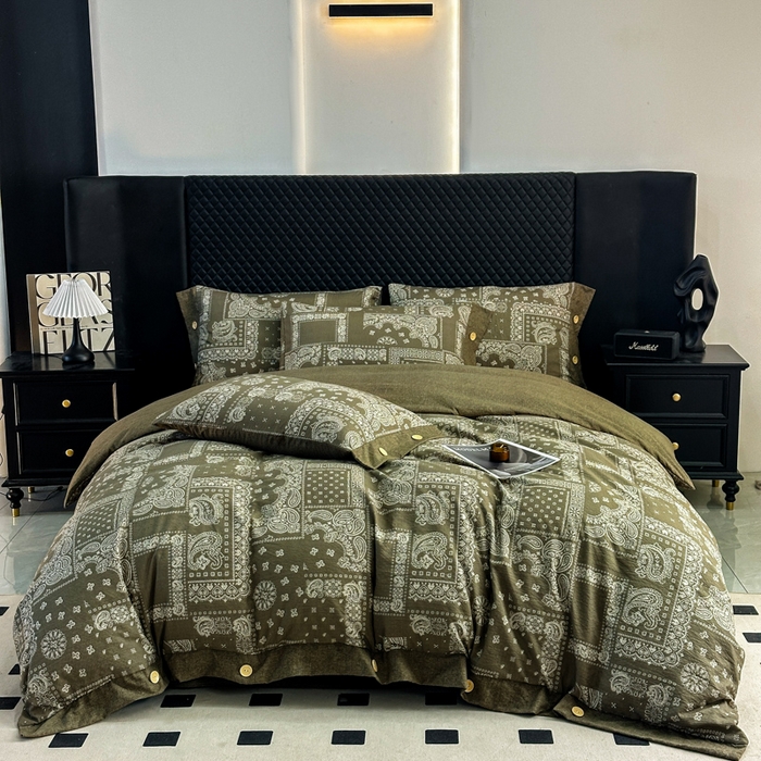 91家纺网 家纺一手货源 找家纺 （总）晚爱家纺（原晚安家居） 2026新款加厚双层纱原麻纽扣款四件套