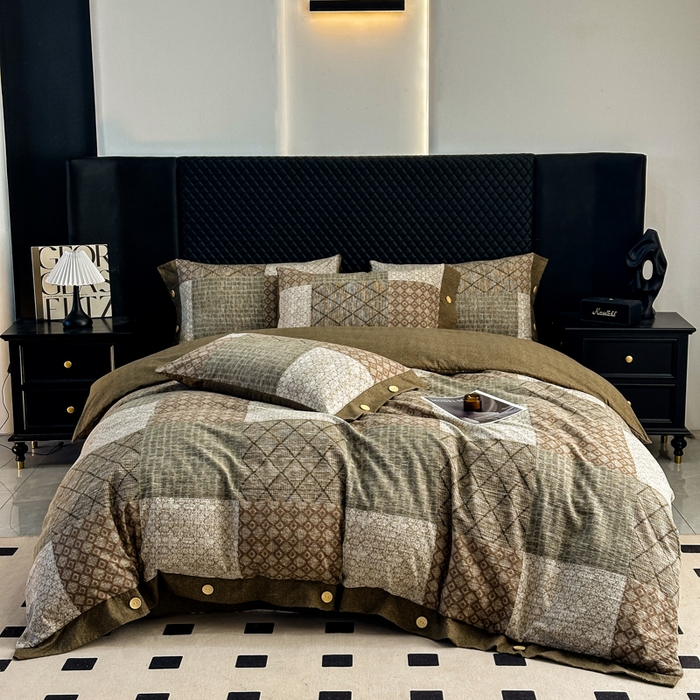 91家纺网 家纺一手货源 找家纺 （总）晚爱家纺（原晚安家居） 2026新款加厚双层纱原麻纽扣款四件套