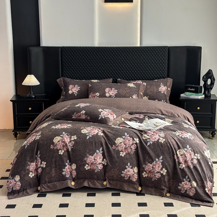 91家纺网 家纺一手货源 找家纺 （总）晚爱家纺（原晚安家居） 2026新款加厚双层纱原麻纽扣款四件套