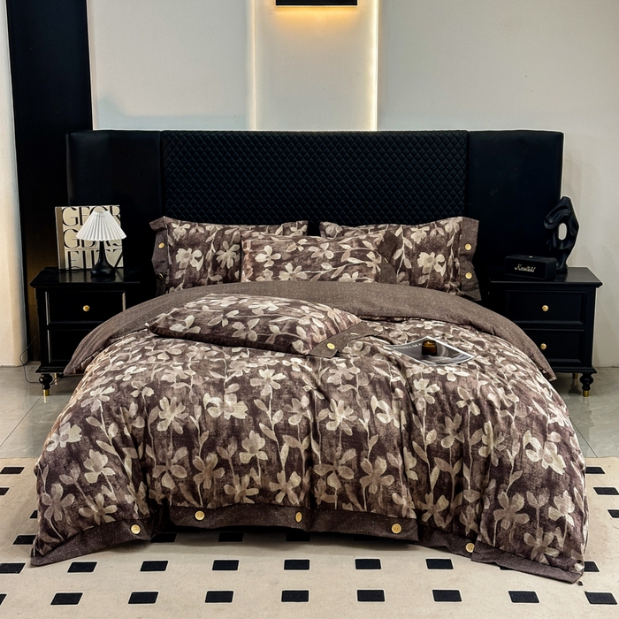 91家纺网 家纺一手货源 找家纺 （总）晚爱家纺（原晚安家居） 2026新款加厚双层纱原麻纽扣款四件套