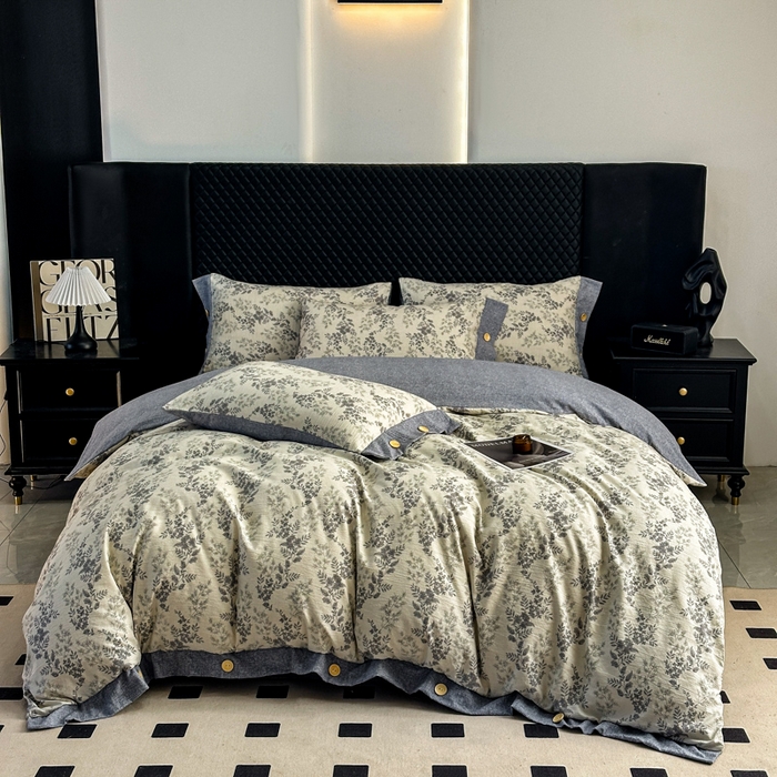 91家纺网 家纺一手货源 找家纺 （总）晚爱家纺（原晚安家居） 2026新款加厚双层纱原麻纽扣款四件套