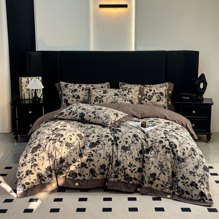 91家纺网 家纺一手货源 找家纺 （总）晚爱家纺（原晚安家居） 2026新款加厚双层纱原麻纽扣款四件套