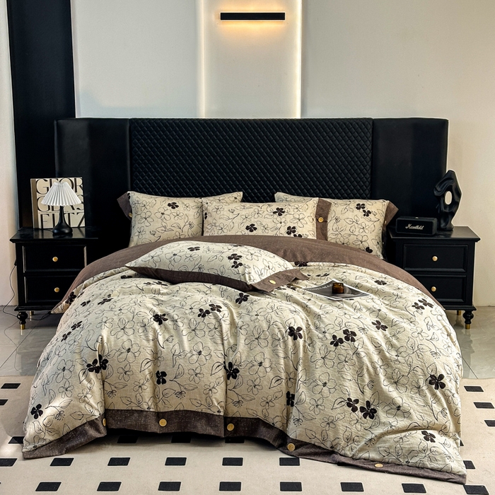 91家纺网 家纺一手货源 找家纺 （总）晚爱家纺（原晚安家居） 2026新款加厚双层纱原麻纽扣款四件套