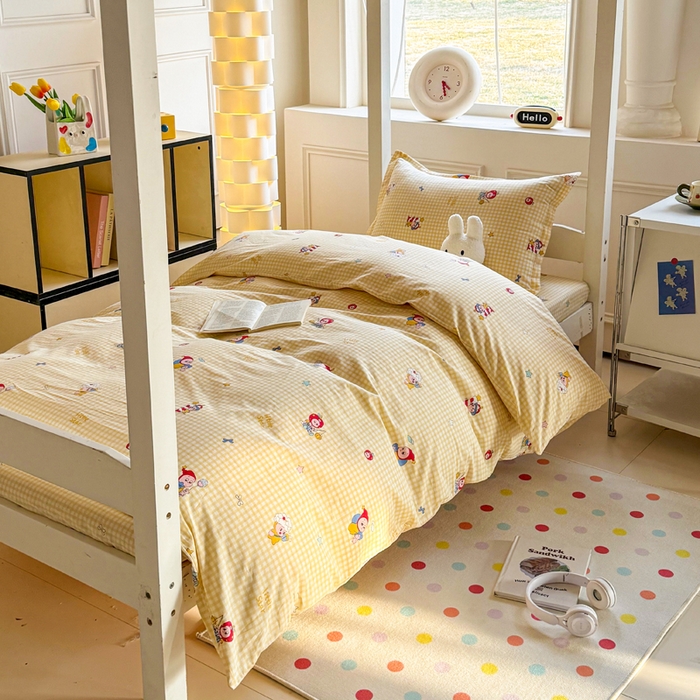 91家纺网 家纺一手货源 找家纺 简冠家纺 2025新款全棉学生三件套宿舍三件套纯棉学生床垫羽丝绒被子被芯 精灵王国