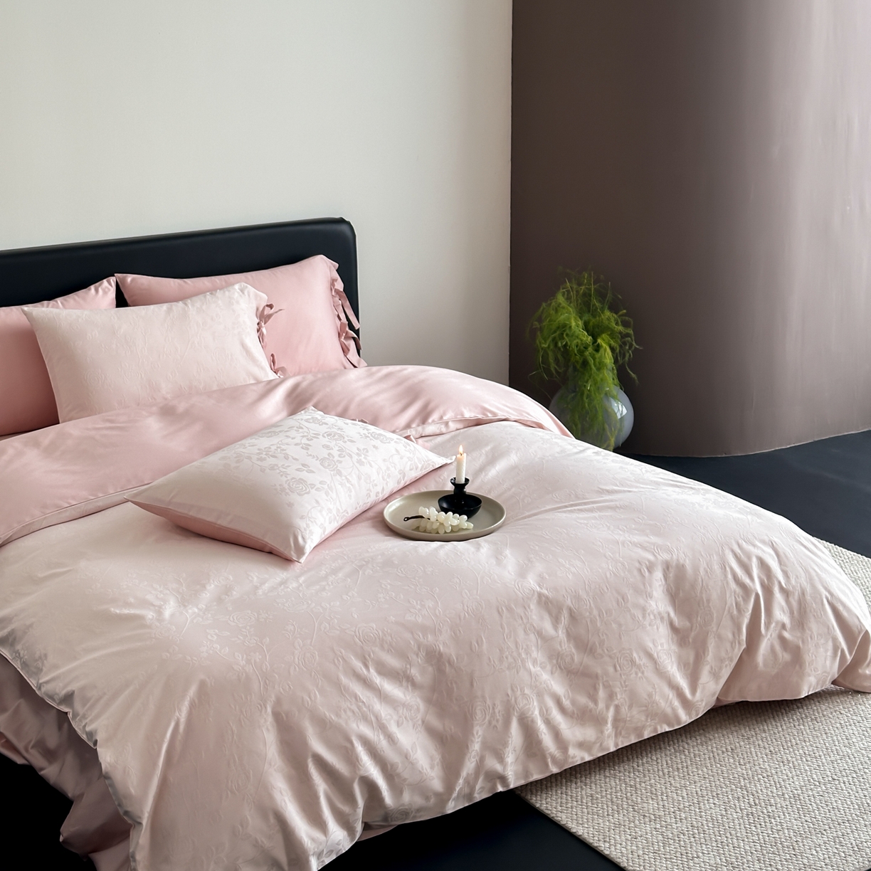 91家纺网 家纺一手货源 找家纺 FORTWO家纺原创设计（FOR TWO家纺） 2026春夏新款60支全棉纯棉立体浮雕提花四件套 小苍兰