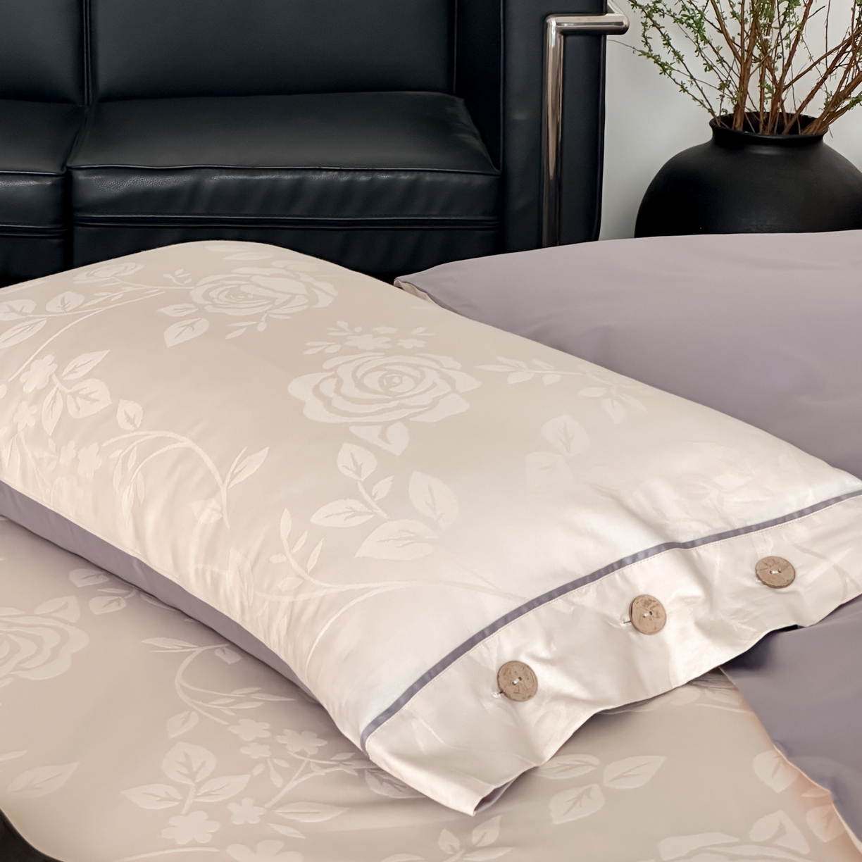 91家纺网 家纺一手货源 找家纺 FORTWO家纺原创设计（FOR TWO家纺） 2026春夏新款60支全棉纯棉立体浮雕提花四件套 屿花莳