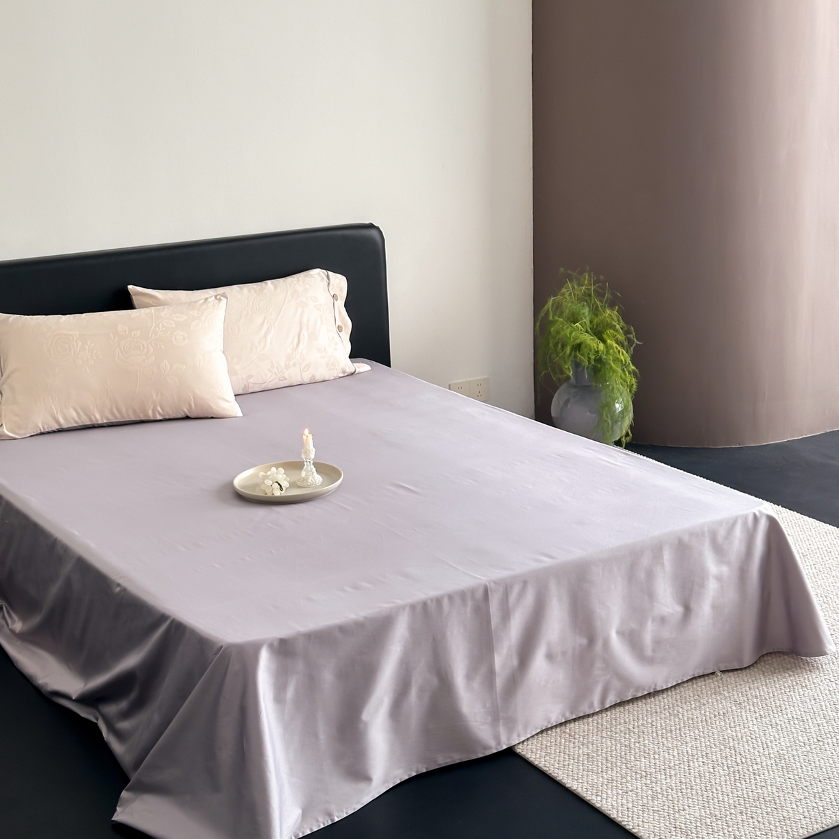 91家纺网 家纺一手货源 找家纺 FORTWO家纺原创设计（FOR TWO家纺） 2026春夏新款60支全棉纯棉立体浮雕提花四件套 屿花莳