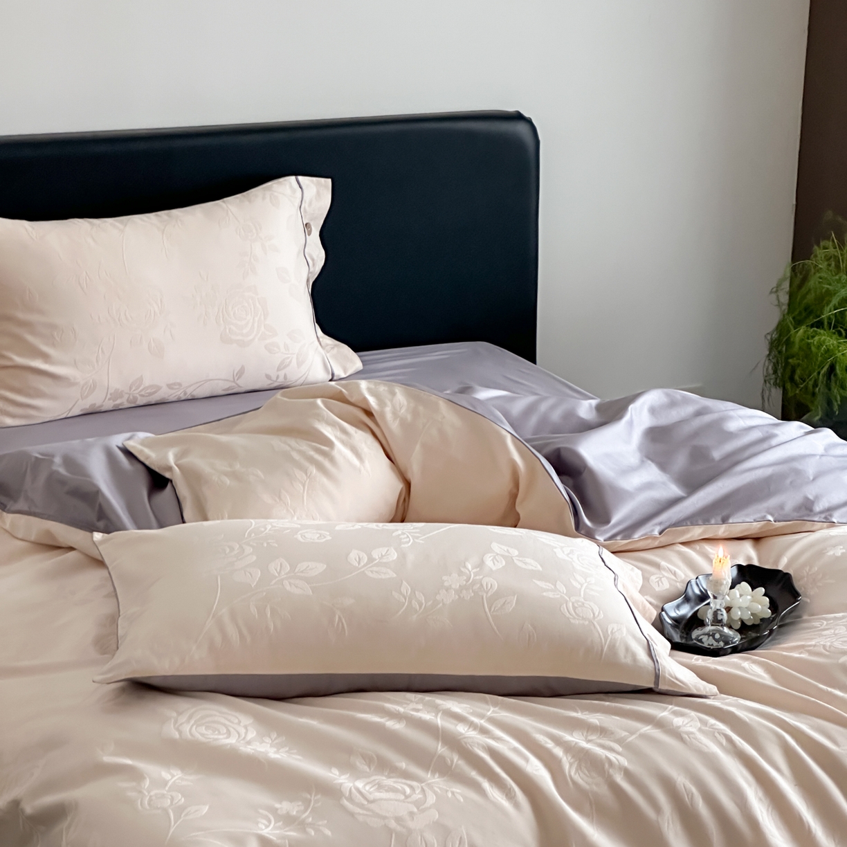 91家纺网 家纺一手货源 找家纺 FORTWO家纺原创设计（FOR TWO家纺） 2026春夏新款60支全棉纯棉立体浮雕提花四件套 屿花莳