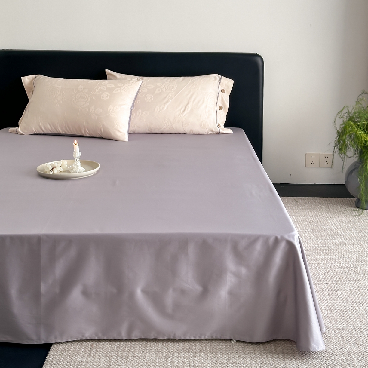 91家纺网 家纺一手货源 找家纺 FORTWO家纺原创设计（FOR TWO家纺） 2026春夏新款60支全棉纯棉立体浮雕提花四件套 屿花莳