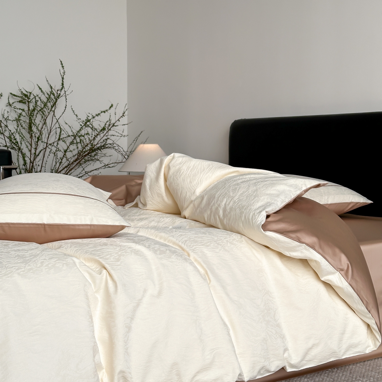 91家纺网 家纺一手货源 找家纺 FORTWO家纺原创设计（FOR TWO家纺） 2026春夏新款60支全棉纯棉立体浮雕提花四件套 云涧疏影