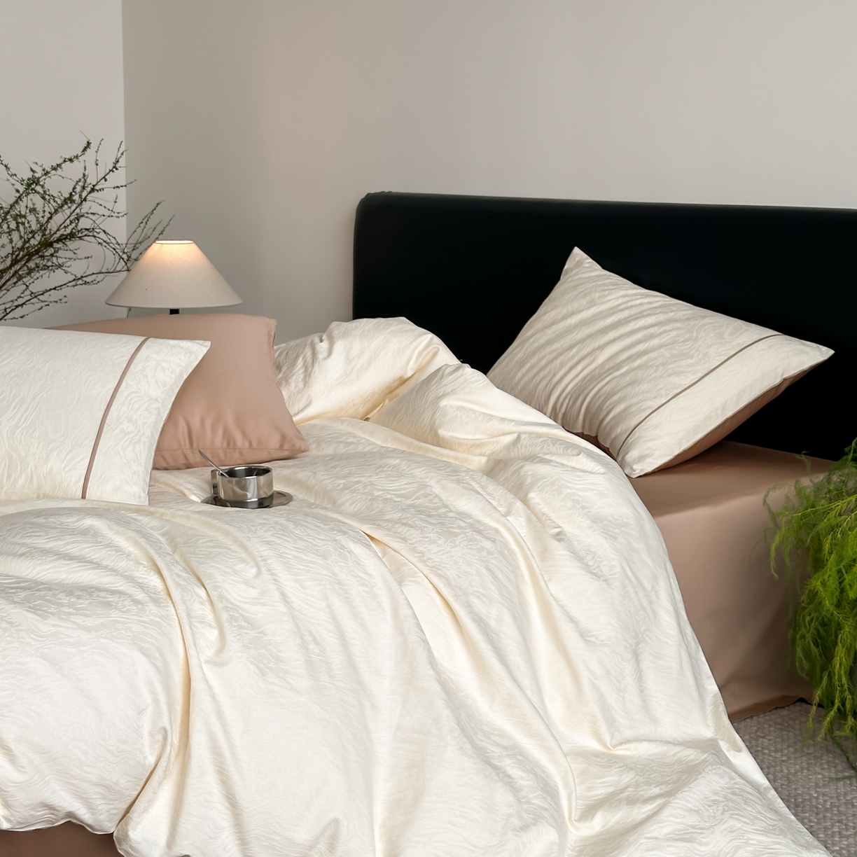 91家纺网 家纺一手货源 找家纺 FORTWO家纺原创设计（FOR TWO家纺） 2026春夏新款60支全棉纯棉立体浮雕提花四件套 云涧疏影