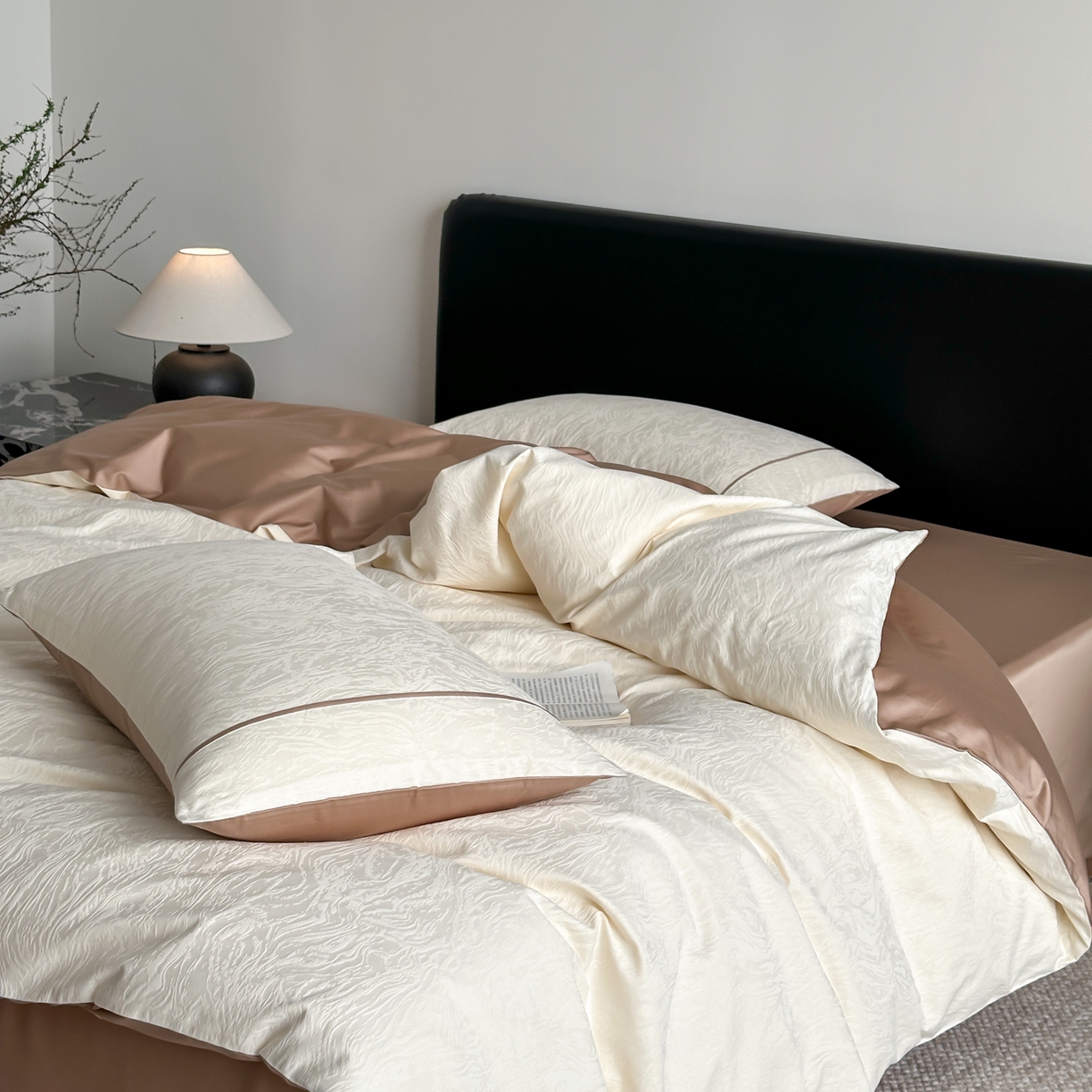 91家纺网 家纺一手货源 找家纺 FORTWO家纺原创设计（FOR TWO家纺） 2026春夏新款60支全棉纯棉立体浮雕提花四件套 云涧疏影