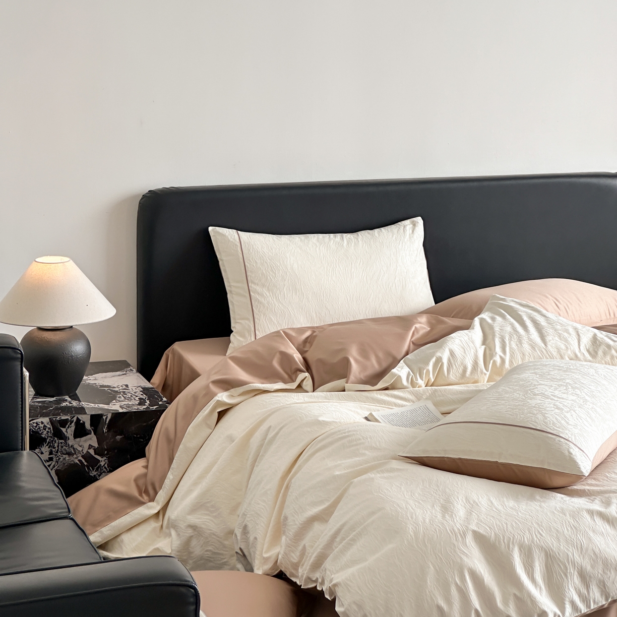 91家纺网 家纺一手货源 找家纺 FORTWO家纺原创设计（FOR TWO家纺） 2026春夏新款60支全棉纯棉立体浮雕提花四件套 云涧疏影