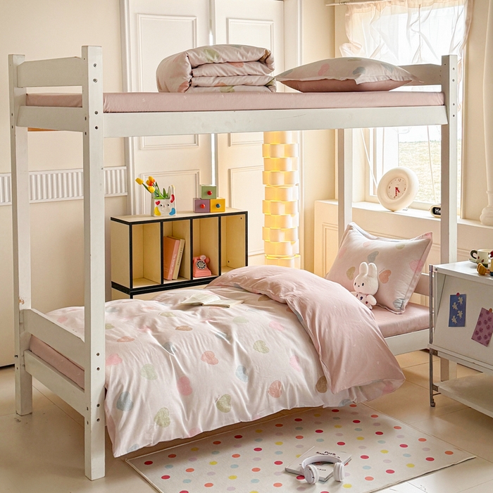 91家纺网 家纺一手货源 找家纺 简冠家纺 2025新款全棉学生三件套宿舍三件套纯棉学生床垫羽丝绒被子被芯 初心 粉