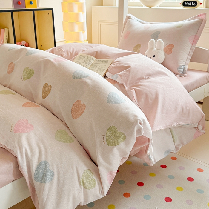 91家纺网 家纺一手货源 找家纺 简冠家纺 2025新款全棉学生三件套宿舍三件套纯棉学生床垫羽丝绒被子被芯 初心 粉