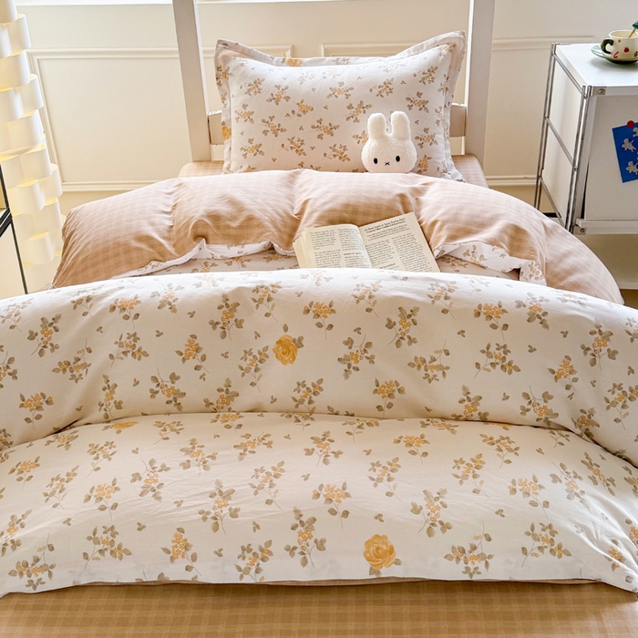 91家纺网 家纺一手货源 找家纺 简冠家纺 2025新款全棉学生宿舍三四件套床笠款 城南花开