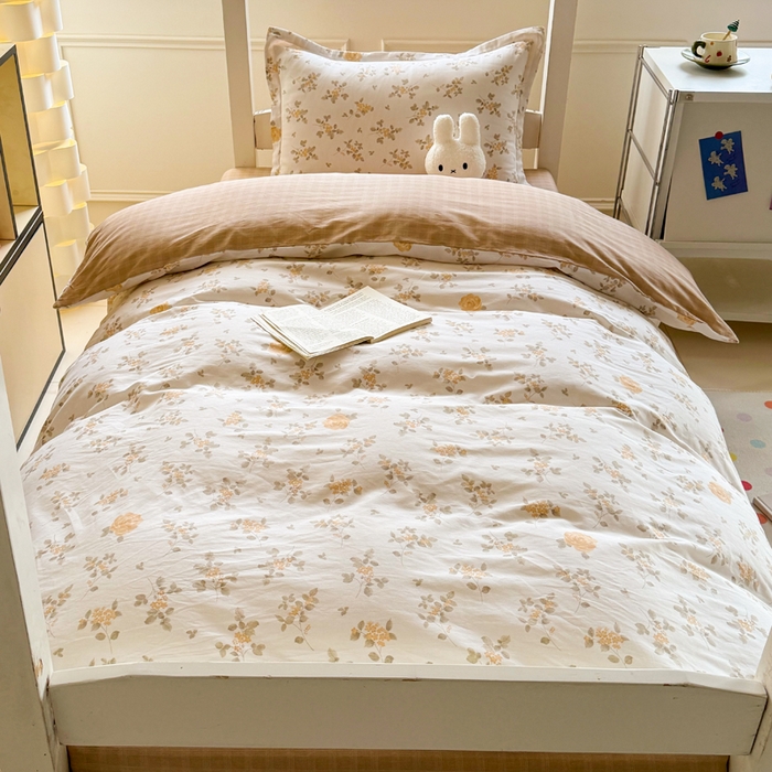 91家纺网 家纺一手货源 找家纺 简冠家纺 2025新款全棉学生宿舍三四件套床笠款 城南花开