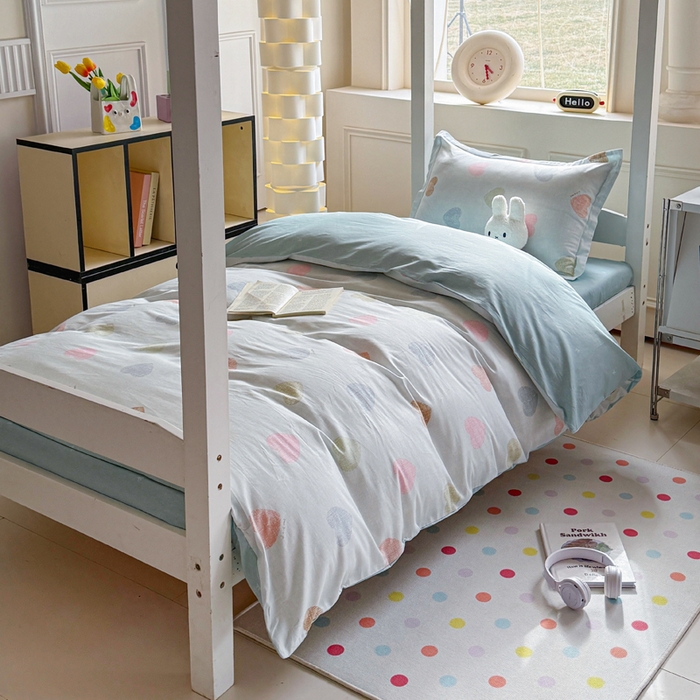 91家纺网 家纺一手货源 找家纺 简冠家纺 2025新款全棉学生宿舍三四件套床笠款 初心 绿