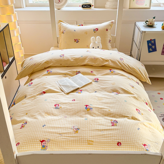 91家纺网 家纺一手货源 找家纺 简冠家纺 2025新款全棉学生宿舍三四件套床笠款 精灵王国