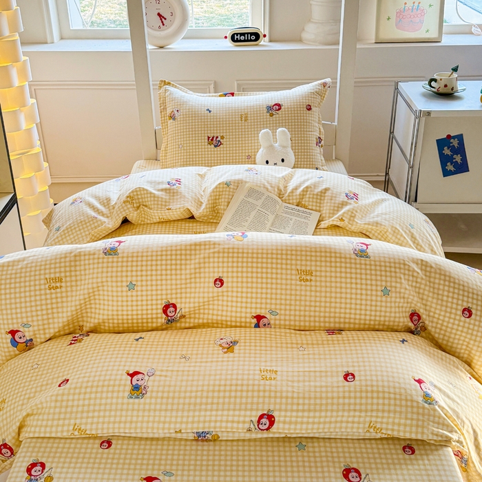 91家纺网 家纺一手货源 找家纺 简冠家纺 2025新款全棉学生宿舍三四件套床笠款 精灵王国